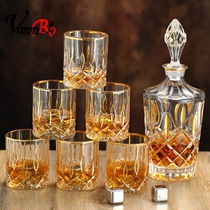 Whisky glass Crystal Red wine house with high-end glass goblet European-style gold luxury personality wine glass