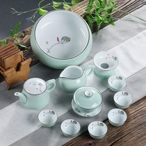 Two only bowls home celadon kung fu tea set white porcelain hand-painted teapot tea bowl tea cup tea set