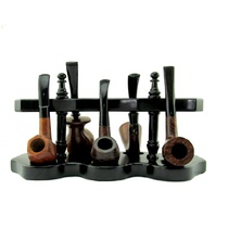 Black solid wood five vertical pipe shelf wooden five pipe display stand 5 bucket double row collection seat