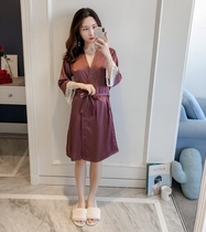 Sexy Lace Sleepwear Women Morning Gown Silk Quality Lace Day Style Bathrobe Elegant Pyjamas Skirt Travel Home Dress can be worn outside