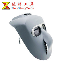 Welder protective face screen Head-mounted anti-splash welding mask Plastic ear belt type small gray grimace welding mask