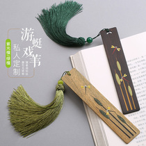 Simple complex classical Chinese style red wooden bookmarks Ebony wooden antique gifts creative students with diy exquisite tassel graduation souvenirs Literary Womens birthday gifts customized lettering