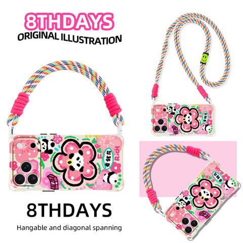 Panda Fortune Flower Crossbody Stand 11 Phone Case