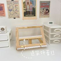 * Silk small objects * Wooden simple computer bracket iPad tablet bracket adjustable angle folding frame for drama