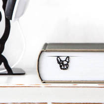 (Spot) Ukrainian designer Dmitriy laser cutting black retro bookmarks French Bulldog