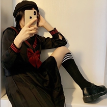 Orthodox original basic JK uniform skirt black and red three sailor suits Japanese long-sleeved short-sleeved student suit JKS