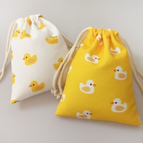 totu little yellow duck storage bag export Korean cartoon cotton cloth drawstring pocket cosmetic bag finishing storage bag