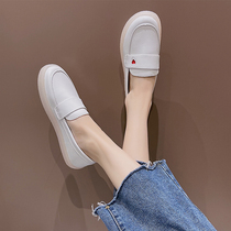 White nurse shoes womens summer 2021 new one-pedal flat bottom non-slip non-tired feet comfortable soft-soled medical single shoes