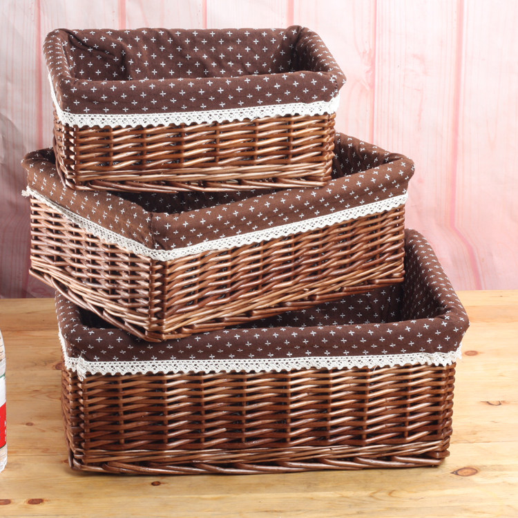 Non-rattan basket rattan bamboo straw willow collection basket basket tabletop pastoral wicker weaving