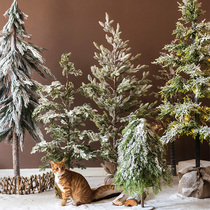 Huahan Nordic Snow Medium Large Christmas Tree Set Bonsai with Lights Cedar Window Shooting Props Shopping Mall Home