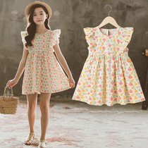 South Korea 2021 new girls small floral dress summer childrens pure cotton skirt large child sleeveless princess dress