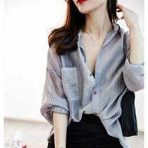 Japanese light luxury sunscreen shirt womens new breathable silk long-sleeved loose thin public design sense outside the top