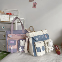 Large capacity mommy bag for outgoing single shoulder inclined satchel bag with female hand carrying cloth bag-cloth bag cute and light supplementary class satchel