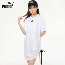 PUMA PUMA white jumpsuit skirt 2021 Autumn New loose round neck sports Medium-length dress 532632