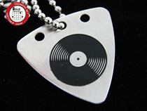 Watson Gsumusic metal punk titanium steel pluck necklace with O ld Disc old record 