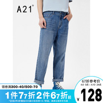 A21 Mens Clothing Jeans Low Waist Straight Drum 90% Pants 2022 Summer New Men 100 Hitch Pants Boomer Pants