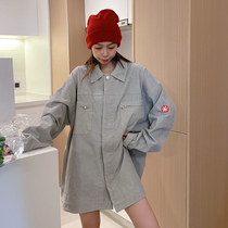 CAVEMPT autumn couple jacket C E Japanese loose lapel casual wash corduroy student zipper jacket