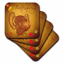 3dRose CST_200319_1 Thanksgiving Turkey and Fall Leav