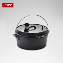  LTHW Luteng outdoor cast iron pot Dutch pot Portable camping supplies Picnic pot Hanging pot Soup pot Enamel pot