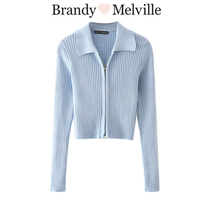 brandymelville spring autumn season new 2022 knitted blouse bm two-way zipped cardio-hoodie jacket female tide