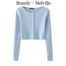 BrandyMelville new 2022 short blouses woman bm swarm with single row of buttoned long sleeves knitted cardiovert jacket