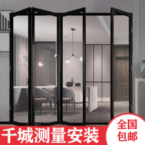Aluminum magnesium alloy folding partition Open balcony trackless shop facade room very narrow frame glass sliding door