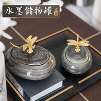New Chinese ceramic ornaments wine cabinet model room TV cabinet home soft creative craft decoration storage jar decoration