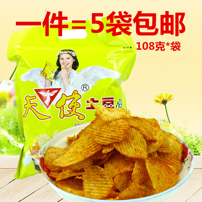 Angel potato chips 80 after the nostalgic snack pepper spicy puffy spicy snack 108g x 5 bags 