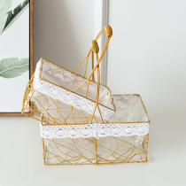 Metal flower basket Portable basket Tassel small basket Mixed hand gift woven bamboo woven rattan woven bamboo basket Picnic flower basket