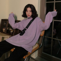 Noisy home solid color semi-high collar base shirt female 2021 spring new loose harbor wind inside long sleeve T-shirt tide