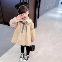 Female baby coat 2021 new spring and autumn childrens windbreaker medium-long girls Korean autumn 3-year-old 6-year-old 6-year-old 6-year-old 6-year-old 6-year-old 6-year-old