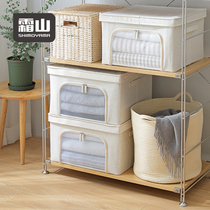 Japanese Frost Mountain fabric with lid storage box with window foldable clothes box with handle wardrobe storage box