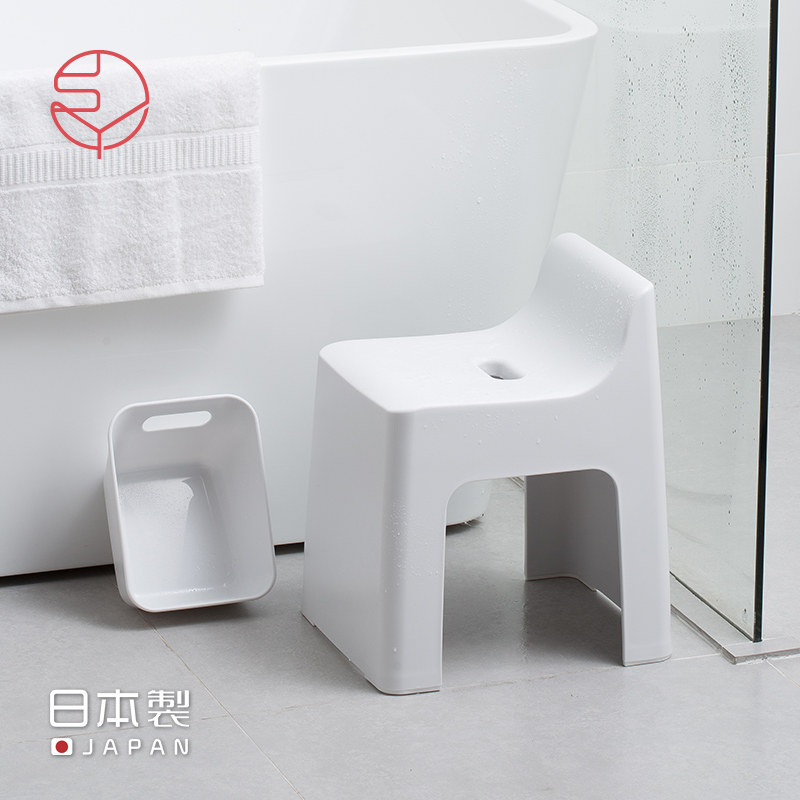 Frost Mountain Japan imported plastic stool back-to-back low stool bathroom bath stool anti-slip water spoon water can hang water basin