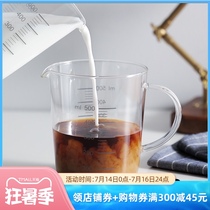 Japan frost Mountain measuring cup Heat-resistant high borosilicate glass 500ml baking milk cup Microwave heating scale cup