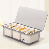 Creative kitchen seasoning box seasoning jar clamshell spice bottle plastic set monosodium salt box four format with spoon