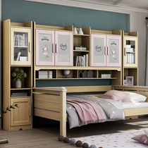 ABC hanging cabinet function bed classic original wooden bed youth storage bed pink single bed (including bed rack)