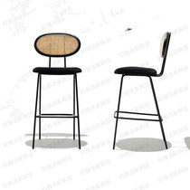 Designer rattan bar chair Nordic minimalist backrest bar lounge Lounge cafe retro bar front chair
