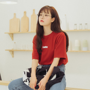 Cloud sweater DZ#2018 Spring Summer Lolita concise letters Printing Small fresh wild Short Sleeve T-Shirt bhiner lolita fashion