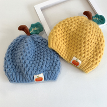 Pumpkin small leaf baby hat spring and autumn men and women baby hat hat autumn and winter warm hat wool hat