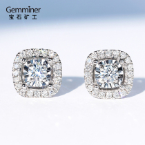 Gem miner 18k platinum car flower diamond stud earrings female Large Group diamond earrings cost-effective