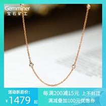 Gem Miner 18k yellow gold Diamond Necklace Rose gold true diamond pendant 5 diamond Clavicle chain White gold classic necklace