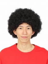 Fans wig hair set explosion head short curly hair bubble head wig Festival performance headgear cosplay hair