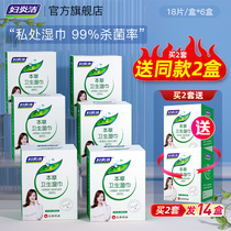 Fuyanjie Sanitary Wipes for female private parts no-wash disinfection sterilization portable wet paper towels 18 bags * 6 boxes