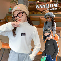 Girls bottoming shirt autumn and winter 2021 new children's high collar jacket children padded cotton long sleeve T-shirt