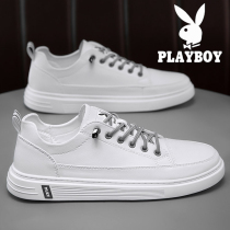 Floral Playboy mens shoes Summer breathable small white shoes mens genuine leather One foot pedal workwave shoe casual board shoe thin