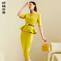 Neck sleeves add fragrance 2021 spring and summer new fashion temperament ruffle business business suit womens suit suit cover