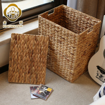 Golden willow straw woven storage basket dirty clothes storage basket laundry basket rattan storage box storage basket basket with lid basket