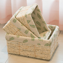 Storage basket rattan woven dirty clothes storage basket Jinliu home desktop cosmetics box Underwear toy finishing box weaving