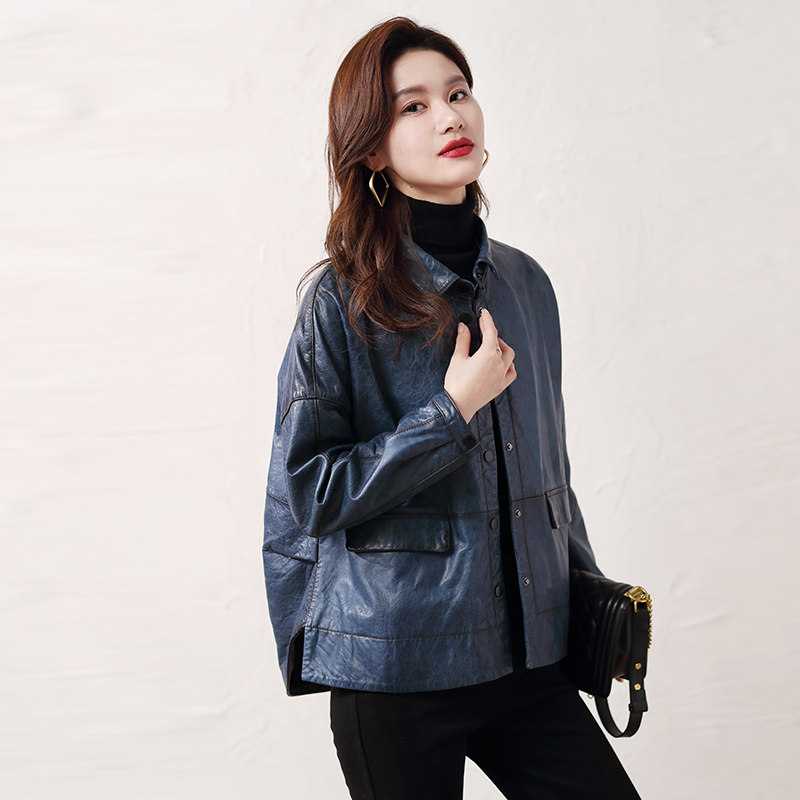 Retro collection 2021 Henning leather womens Turkish sheepskin small leather jacket jacket short loose