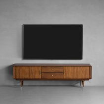 Nordic Expression Day-Style Medieval Import E10 Solid Wood Organ Roll Curtain Door Drawer TV Cabinet Walnuts Wood Color